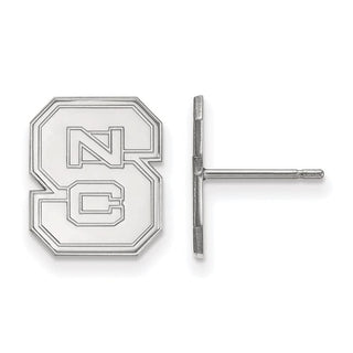 10k White Gold LogoArt North Carolina State University N-C-S Small Post Earrings