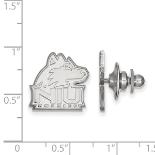 Sterling Silver Rhodium-plated LogoArt Northern Illinois University N-I-U Huskies Lapel Pin
