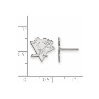 14k White Gold NHL LogoArt Pittsburgh Penguins Small Post Earrings