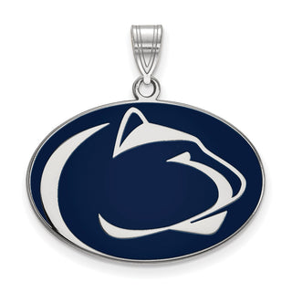 Sterling Silver Rhodium-plated LogoArt Penn State University Lion Large Enameled Pendant