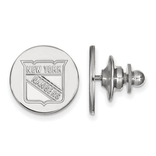 Sterling Silver Rhodium-plated NHL LogoArt New York Rangers Lapel Pin