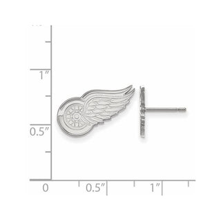 Sterling Silver Rhodium-plated NHL LogoArt Detroit Red Wings Small Post Earrings