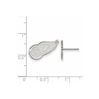 10k White Gold NHL LogoArt Detroit Red Wings Small Post Earrings