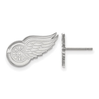 Sterling Silver Rhodium-plated NHL LogoArt Detroit Red Wings Small Post Earrings