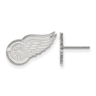 Sterling Silver Rhodium-plated NHL LogoArt Detroit Red Wings Small Post Earrings