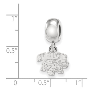 Sterling Silver Rhodium-plated LogoArt San Francisco State University Extra Small Dangle Bead Charm