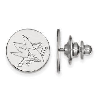 Sterling Silver Rhodium-plated NHL LogoArt San Jose Sharks Lapel Pin