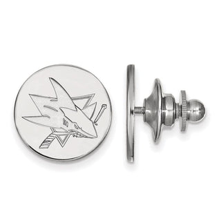 Sterling Silver Rhodium-plated NHL LogoArt San Jose Sharks Lapel Pin