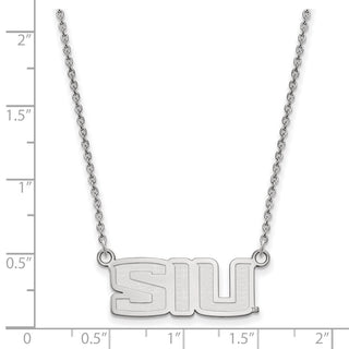 Sterling Silver Rhodium-plated LogoArt Southern Illinois University S-I-U Small Pendant 18 inch Necklace