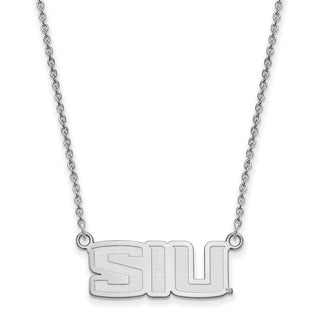 Sterling Silver Rhodium-plated LogoArt Southern Illinois University S-I-U Small Pendant 18 inch Necklace