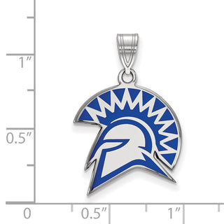 Sterling Silver Rhodium-plated LogoArt San Jose State University Spartan Large Enameled Pendant