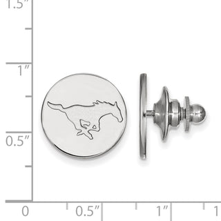 Sterling Silver Rhodium-plated LogoArt Southern Methodist University Mustang Lapel Pin
