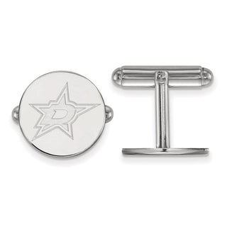 Sterling Silver Rhodium-plated NHL LogoArt Dallas Stars Cuff Links