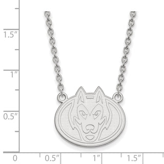 Sterling Silver Rhodium-plated LogoArt St. Cloud State University Husky Large Pendant 18 inch Necklace