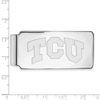 Sterling Silver Rhodium-plated LogoArt Texas Christian University T-C-U Money Clip