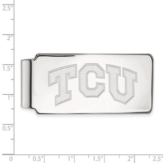 Sterling Silver Rhodium-plated LogoArt Texas Christian University T-C-U Money Clip