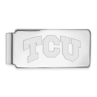 Sterling Silver Rhodium-plated LogoArt Texas Christian University T-C-U Money Clip