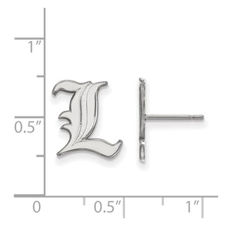 Sterling Silver Rhodium-plated LogoArt University of Louisville Letter L Small Post Earrings