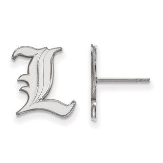Sterling Silver Rhodium-plated LogoArt University of Louisville Letter L Small Post Earrings