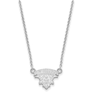 10k White Gold LogoArt University of New Orleans U-N-O Small Pendant 18 inch Necklace