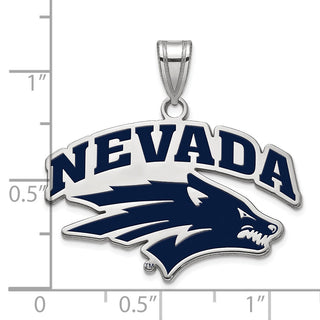 Sterling Silver Rhodium-plated LogoArt University of Nevada-Reno Large Enameled Pendant
