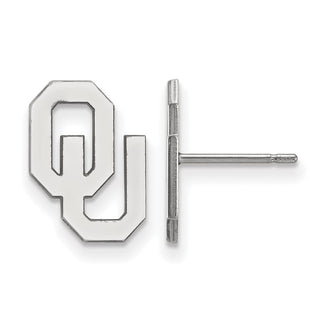 Sterling Silver Rhodium-plated LogoArt University of Oklahoma O-U Small Post Earrings