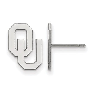 Sterling Silver Rhodium-plated LogoArt University of Oklahoma O-U Small Post Earrings