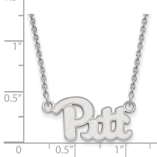 10k White Gold LogoArt University of Pittsburgh Small Pendant 18 inch Necklace
