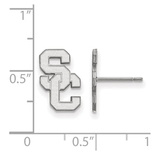 10k White Gold LogoArt University of Southern California S-C Small Post Earrings