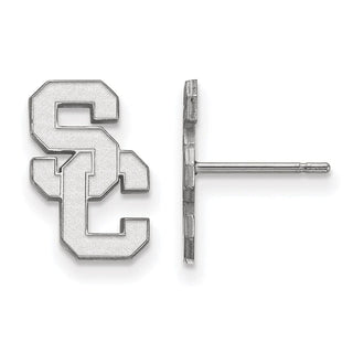 10k White Gold LogoArt University of Southern California S-C Small Post Earrings