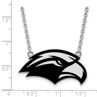 Sterling Silver Rhodium-plated LogoArt University of Southern Mississippi Eagle Large Enameled Pendant 18 inch Necklace