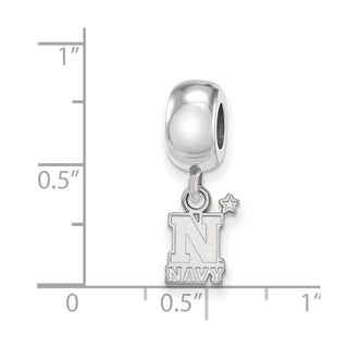 Sterling Silver Rhodium-plated LogoArt US Naval Academy Extra Small Dangle Bead Charm