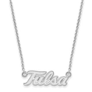 10k White Gold LogoArt University of Tulsa T-U Large Pendant 18 inch Necklace