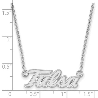 10k White Gold LogoArt University of Tulsa T-U Large Pendant 18 inch Necklace