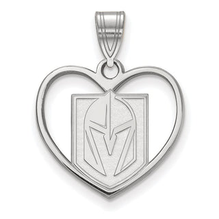 Sterling Silver Rhodium-plated NHL LogoArt NHL Vegas Golden Knights Heart Pendant