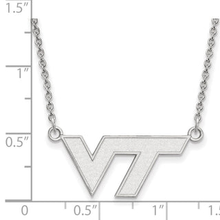 10k White Gold LogoArt Virginia Tech V-T Small Pendant 18 inch Necklace