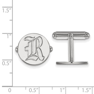 Sterling Silver Rhodium-plated LogoArt Rice University Letter R Cuff Links