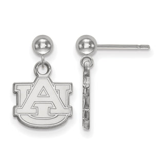 Sterling Silver Rhodium-plated LogoArt Auburn University A-U Dangle Ball Post Earrings