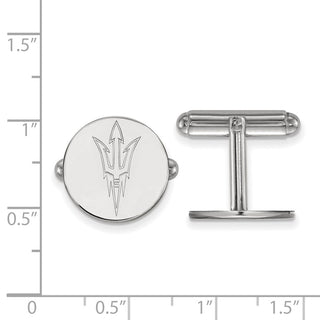 Sterling Silver Rhodium-plated LogoArt Arizona State University Pitchfork Cuff Links