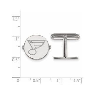 Sterling Silver Rhodium-plated NHL LogoArt St. Louis Blues Cuff Links