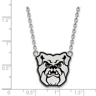 Sterling Silver Rhodium-plated LogoArt Butler University Bulldog Enameled Large Pendant 18 inch Necklace