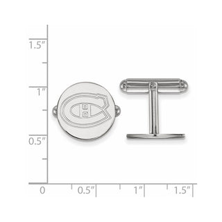 Sterling Silver Rhodium-plated NHL LogoArt Montreal Canadiens Cuff Links