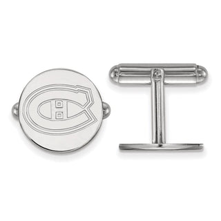 Sterling Silver Rhodium-plated NHL LogoArt Montreal Canadiens Cuff Links