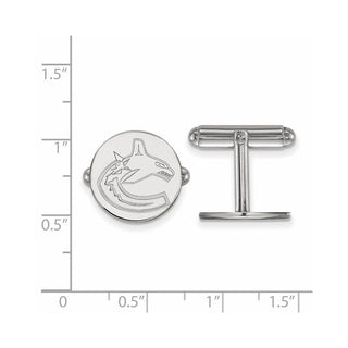 Sterling Silver Rhodium-plated NHL LogoArt Vancouver Canucks Cuff Links