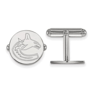 Sterling Silver Rhodium-plated NHL LogoArt Vancouver Canucks Cuff Links