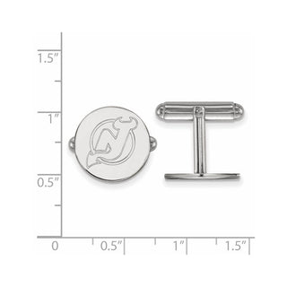 Sterling Silver Rhodium-plated NHL LogoArt New Jersey Devils Cuff Links