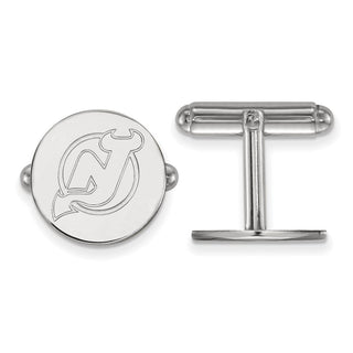 Sterling Silver Rhodium-plated NHL LogoArt New Jersey Devils Cuff Links