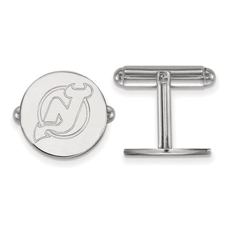 Sterling Silver Rhodium-plated NHL LogoArt New Jersey Devils Cuff Links