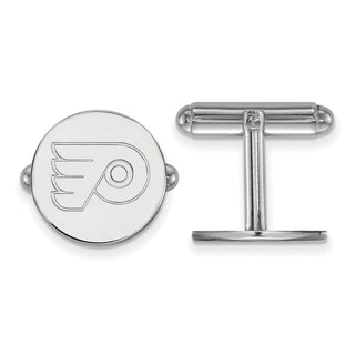 Sterling Silver Rhodium-plated NHL LogoArt Philadelphia Flyers Cuff Links