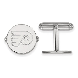Sterling Silver Rhodium-plated NHL LogoArt Philadelphia Flyers Cuff Links